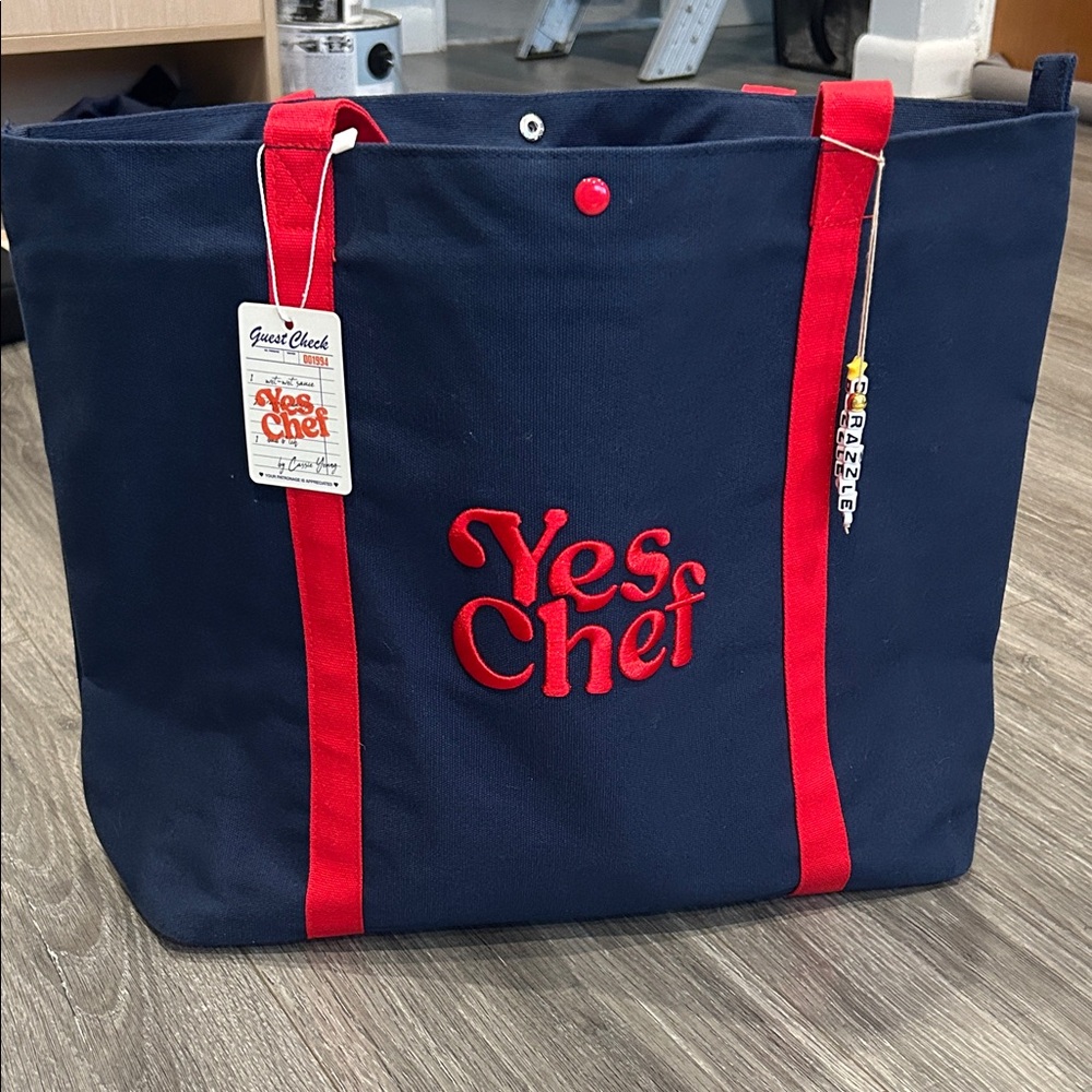 Yes Chef Navy Canvas Tote with Red Accents